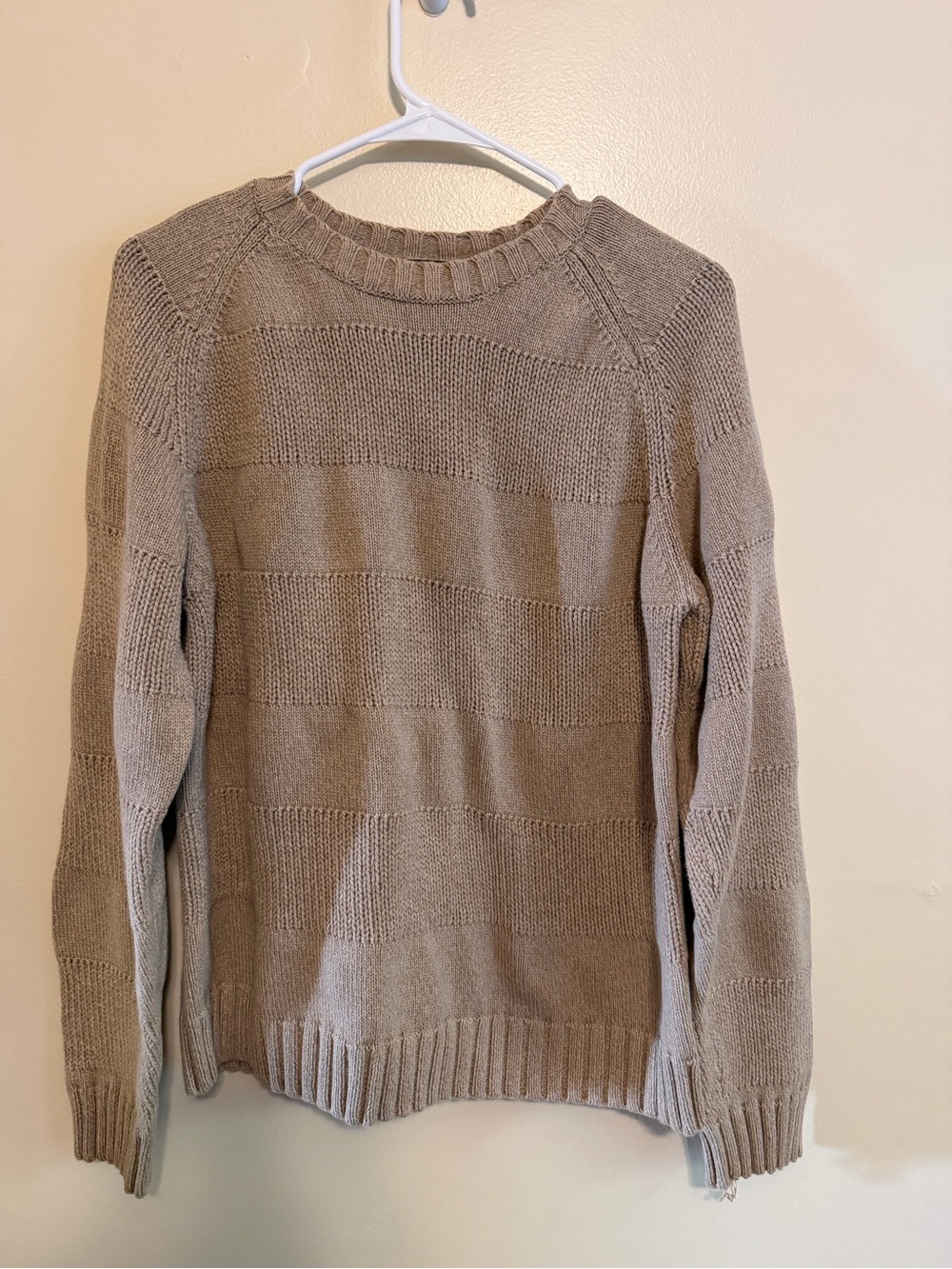 Timberland Taupe Knit Sweater with Green Logo Patch